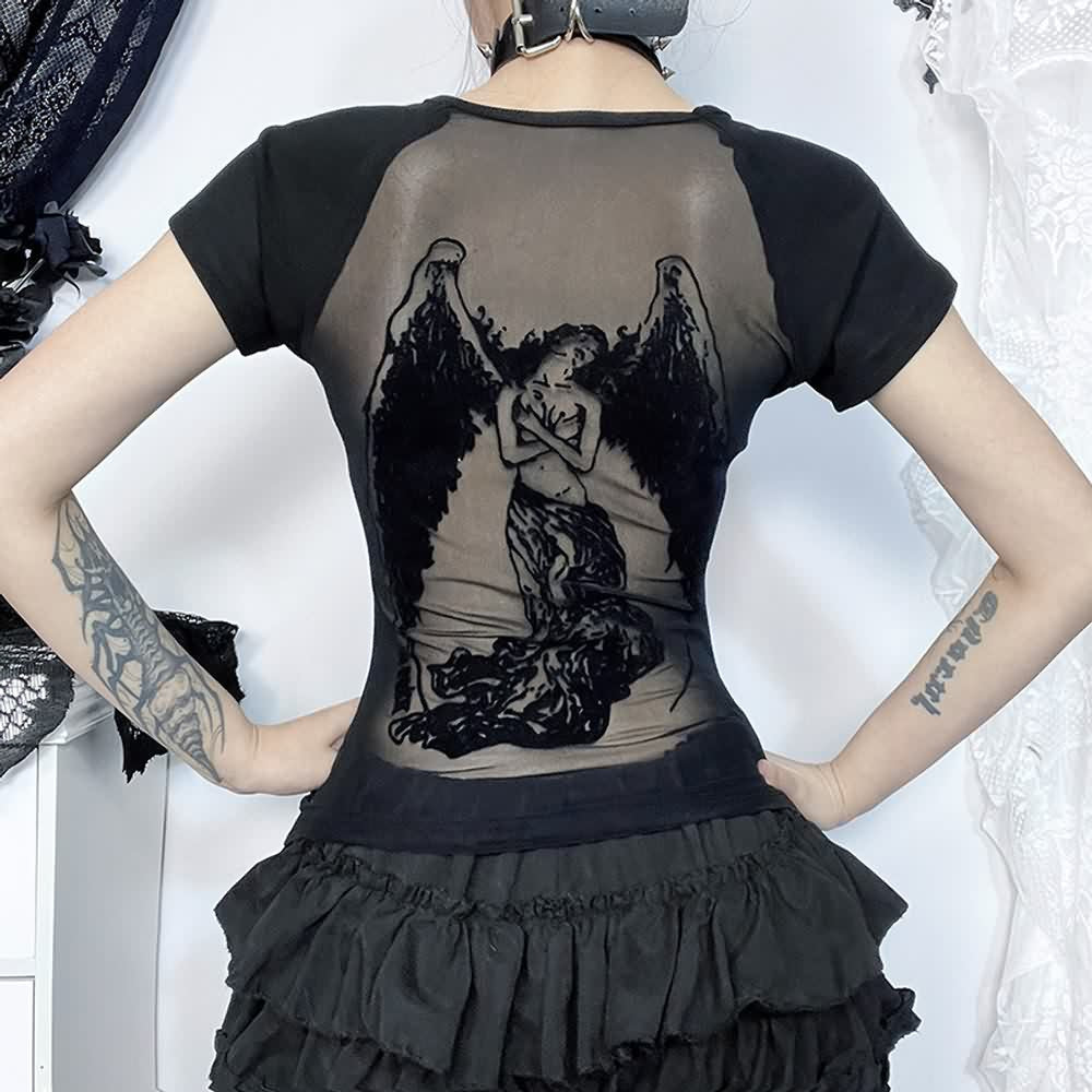 Gothic Dark Angle Mesh Back T-shirt