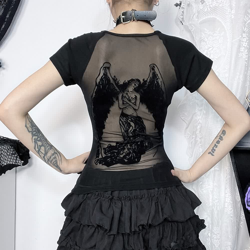 Gothic Dark Angle Mesh Back T-shirt