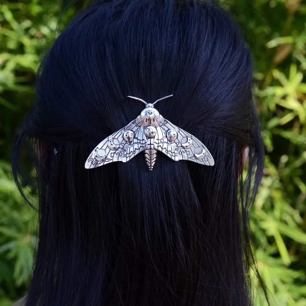 Gothic Evil Eye Moth Hair Clip