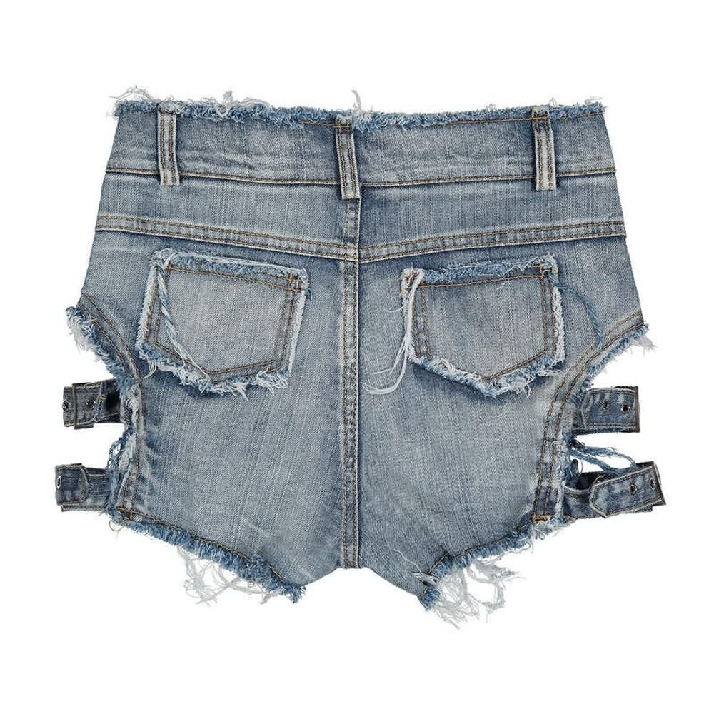 Gothic Frayed Hem Denim Shorts