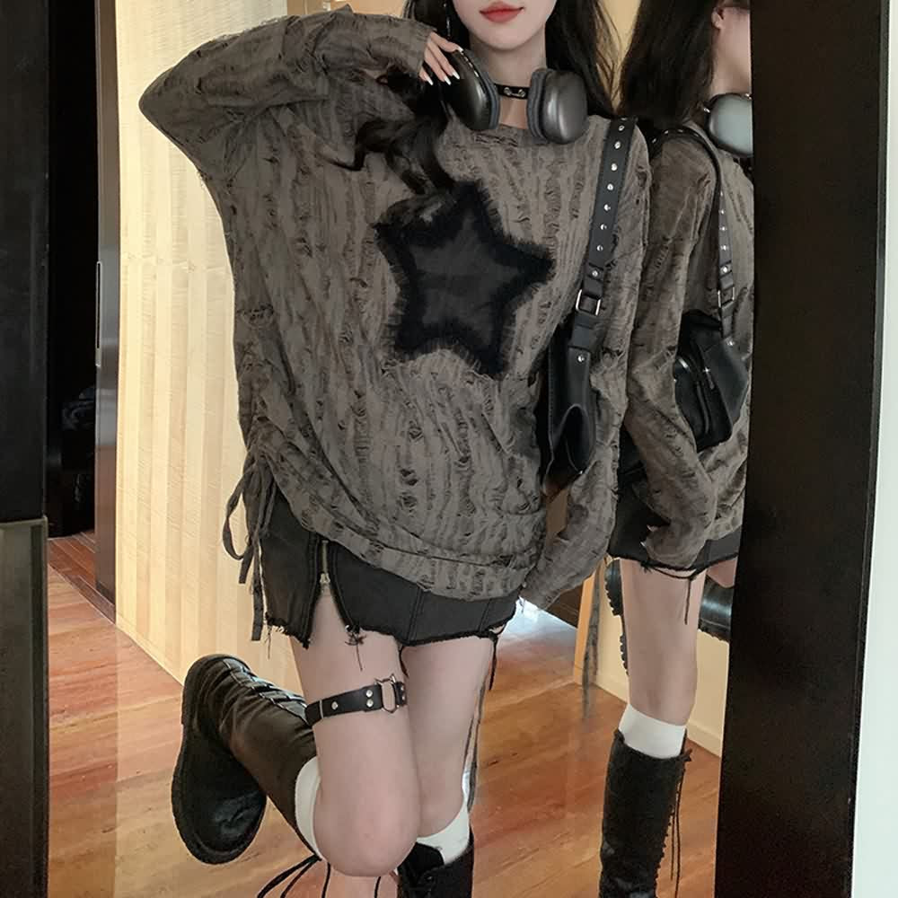 Gothic Grunge Distressed Baggy Pullover