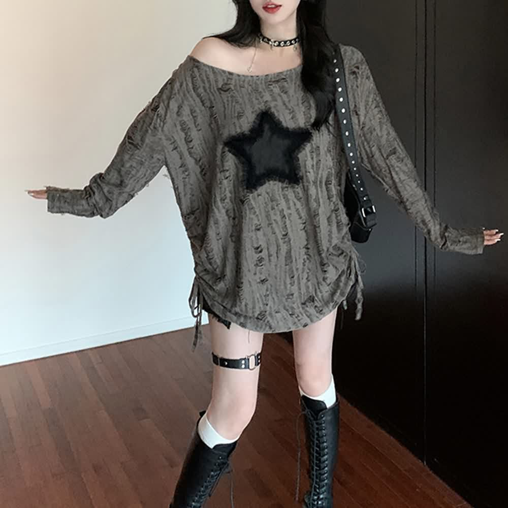 Gothic Grunge Distressed Baggy Pullover