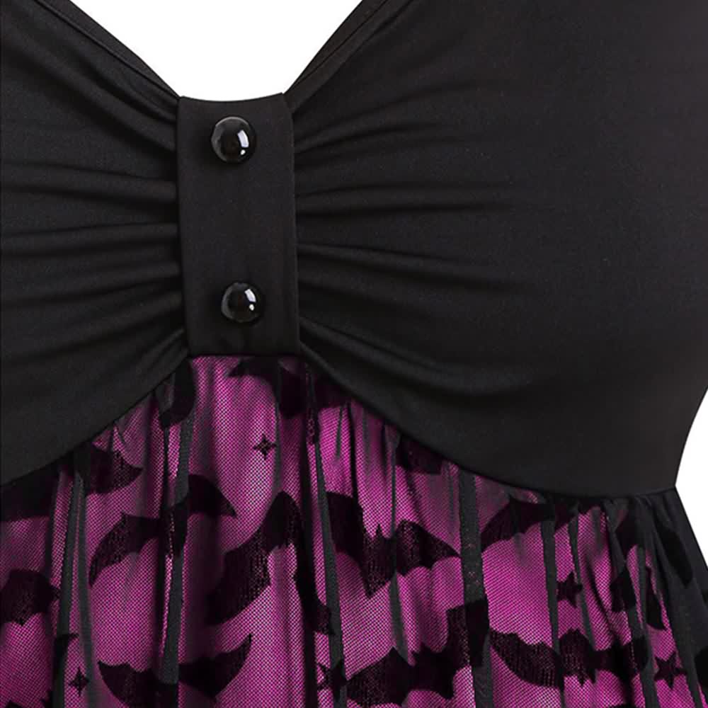 Gothic Halloween Bat Lace Overlay Dress
