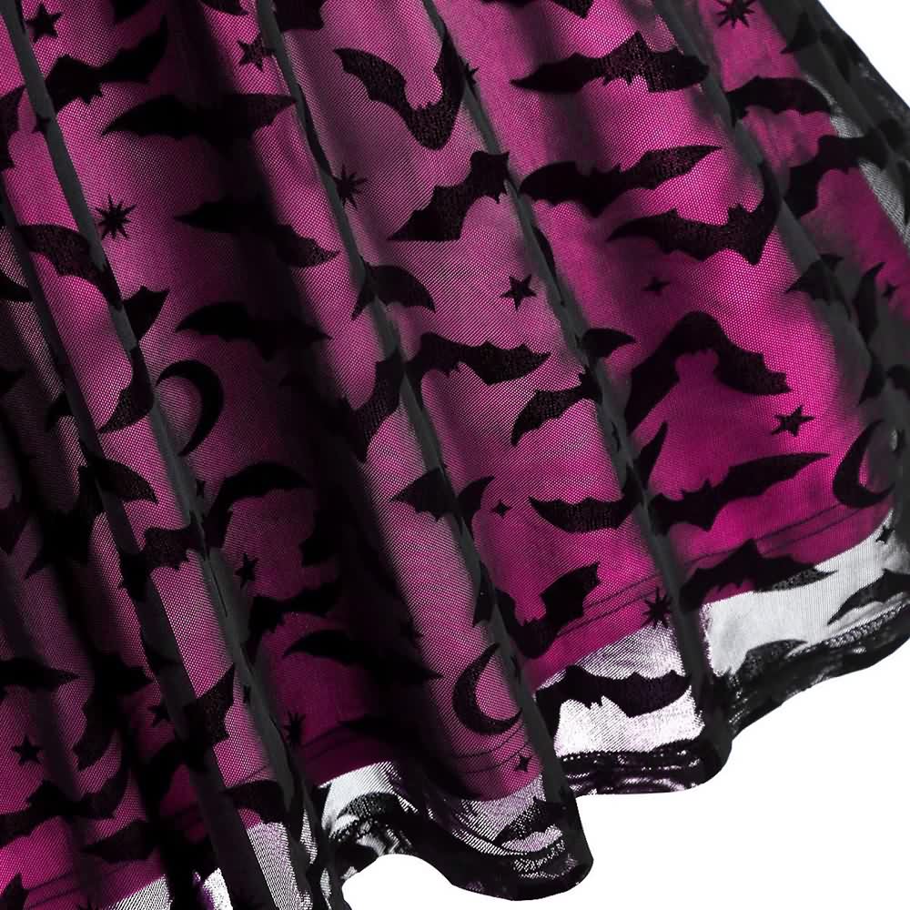 Gothic Halloween Bat Lace Overlay Dress