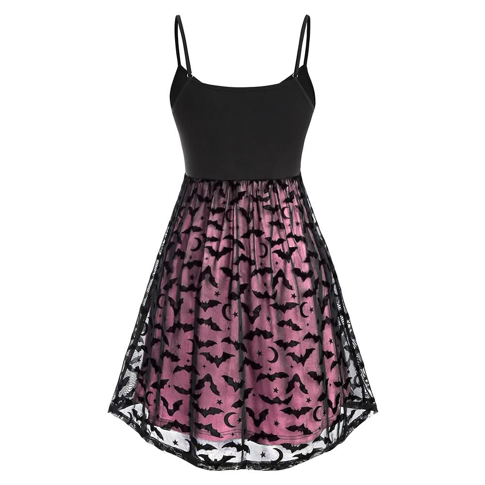 Gothic Halloween Bat Lace Overlay Dress