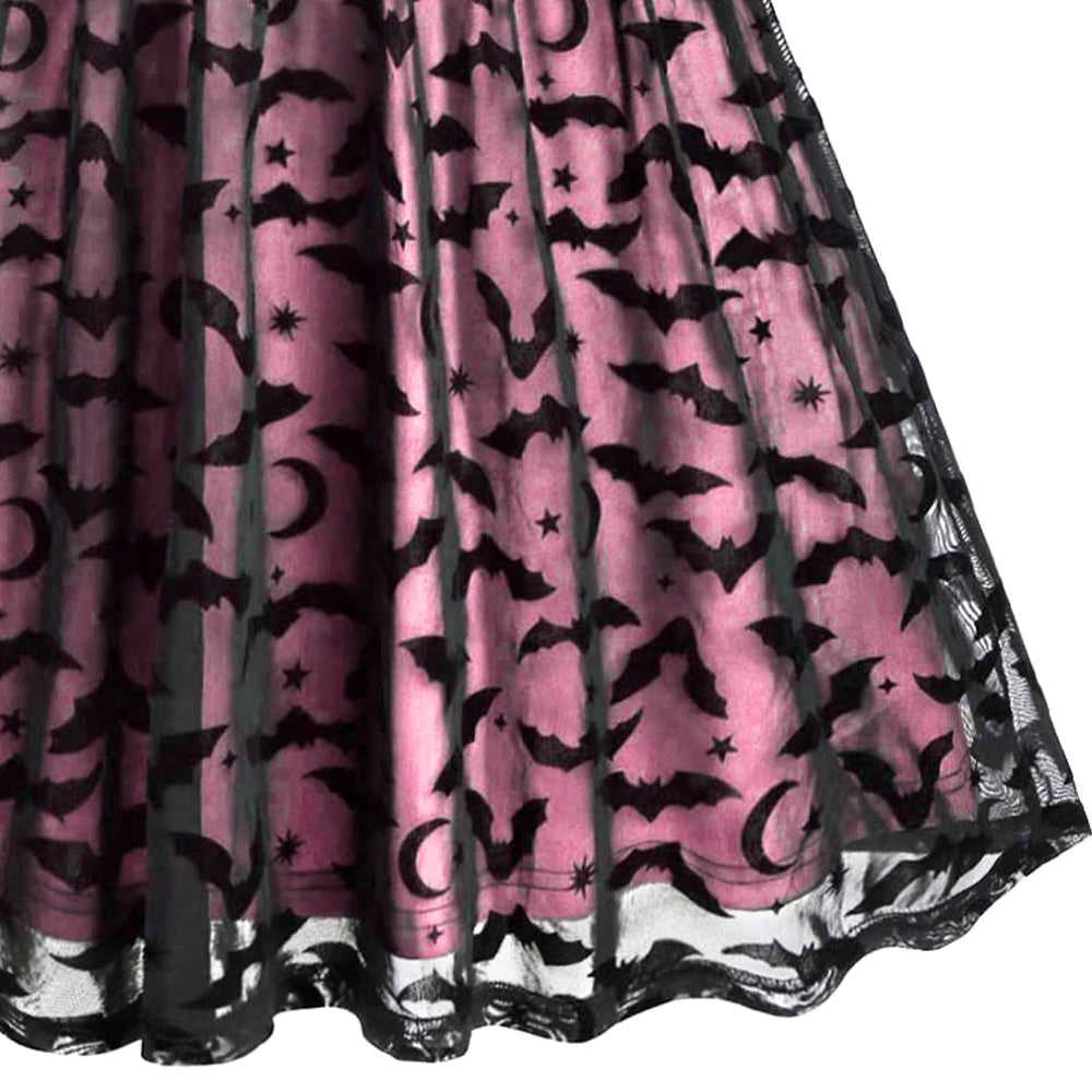 Gothic Halloween Bat Lace Overlay Dress