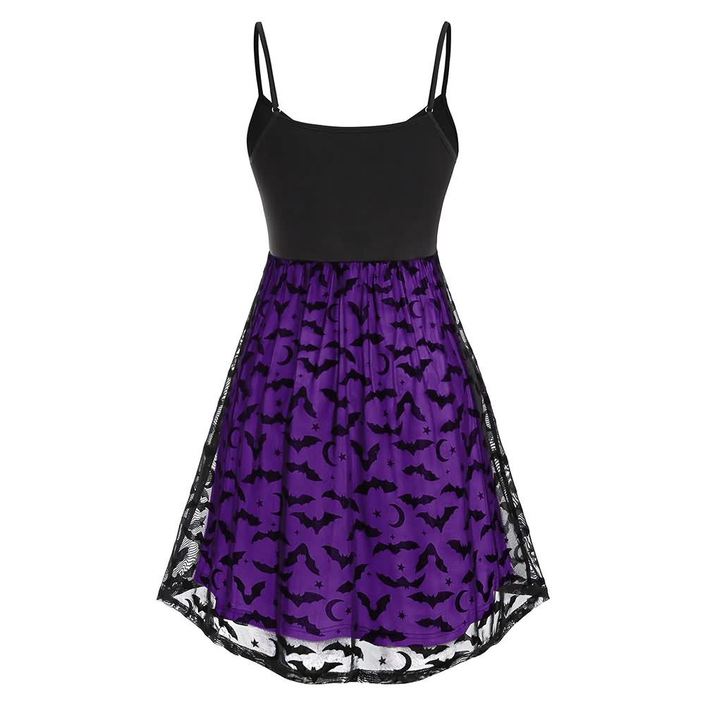 Gothic Halloween Bat Lace Overlay Dress
