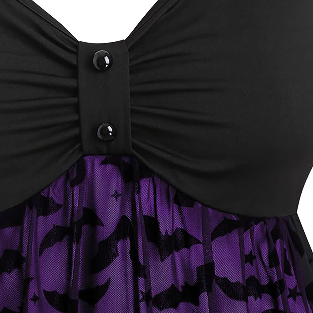 Gothic Halloween Bat Lace Overlay Dress