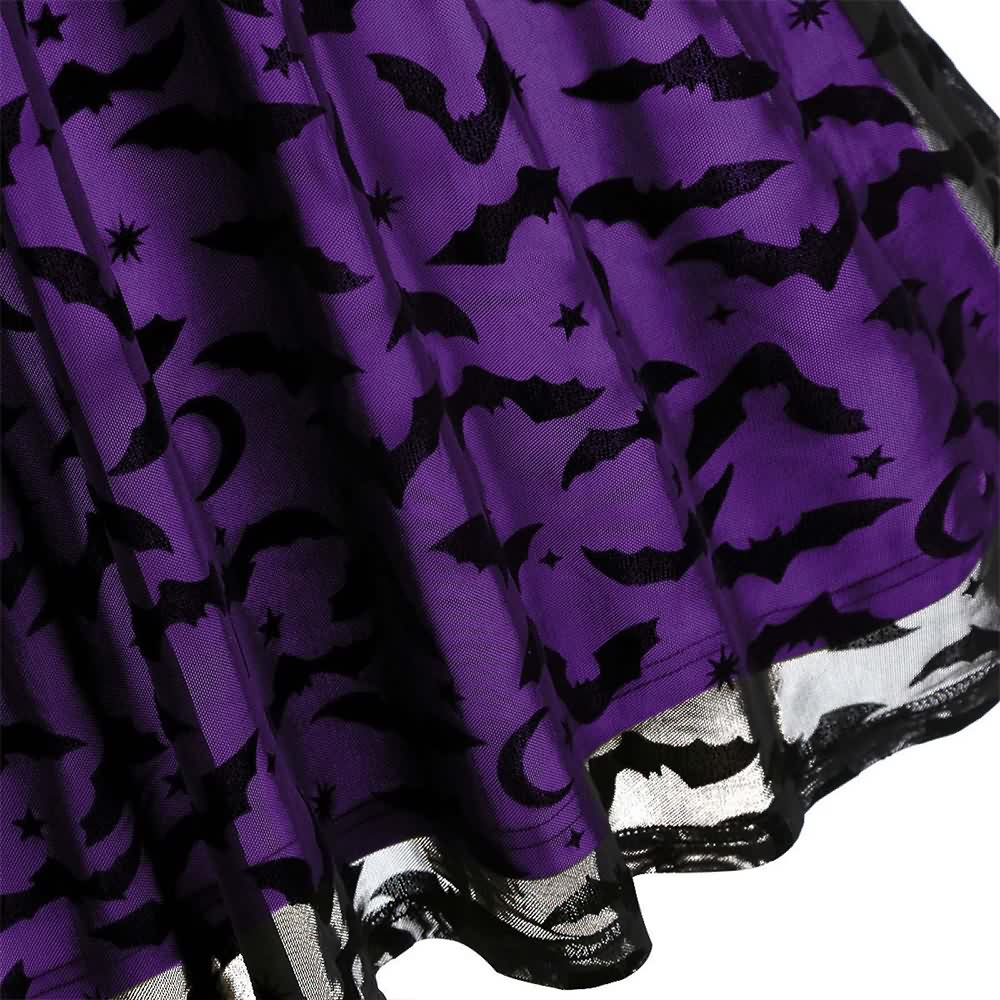 Gothic Halloween Bat Lace Overlay Dress