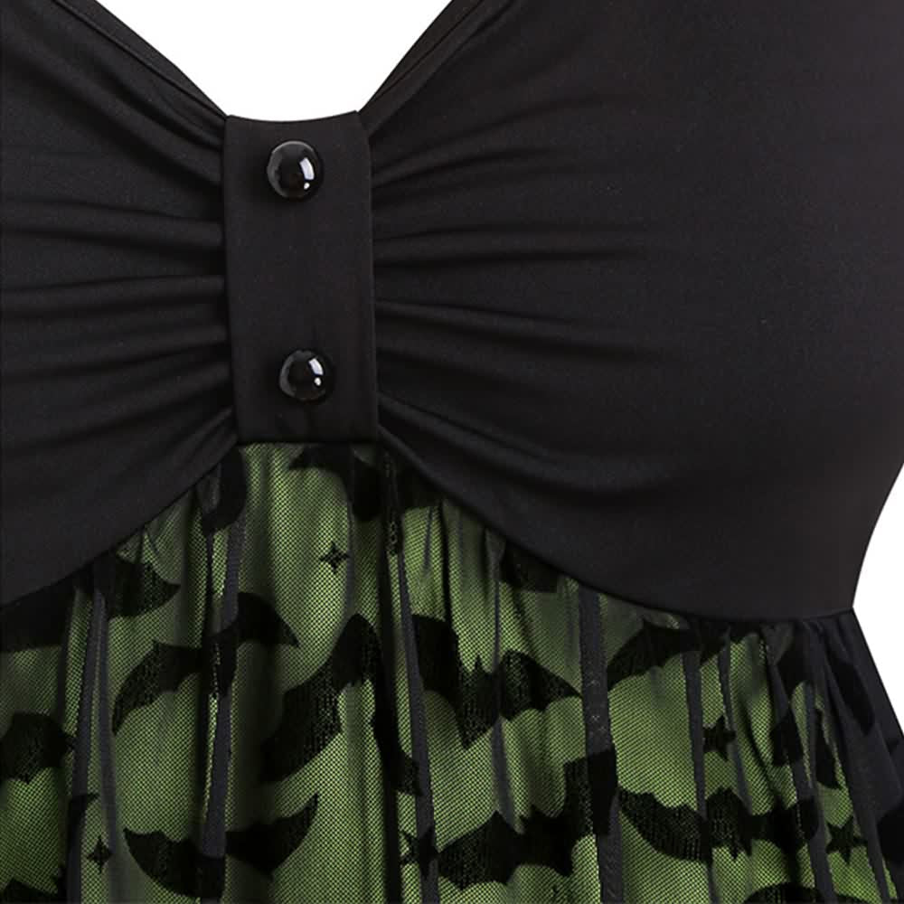 Gothic Halloween Bat Lace Overlay Dress