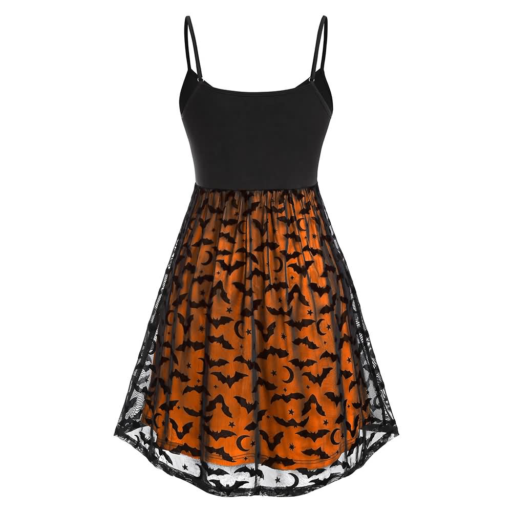Gothic Halloween Bat Lace Overlay Dress