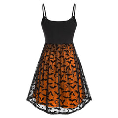 Gothic Halloween Bat Lace Overlay Dress