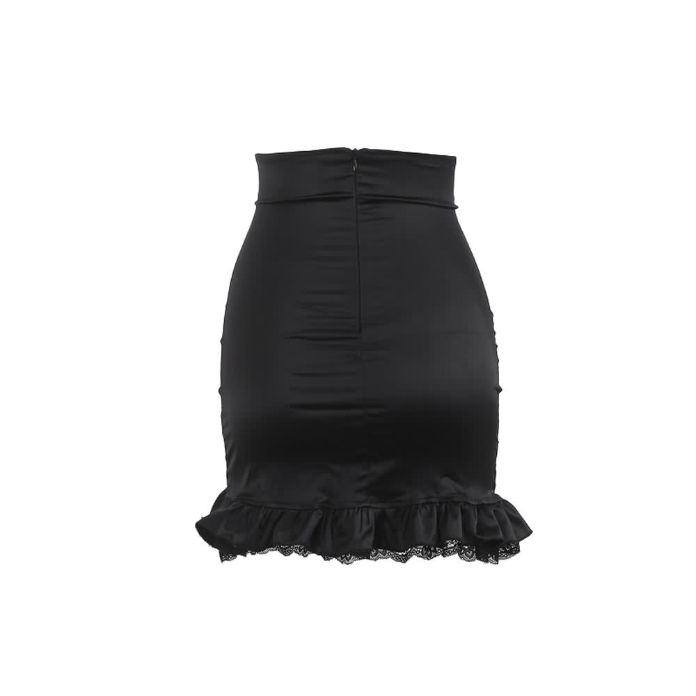 Gothic High Waist Ruched Mini Skirt