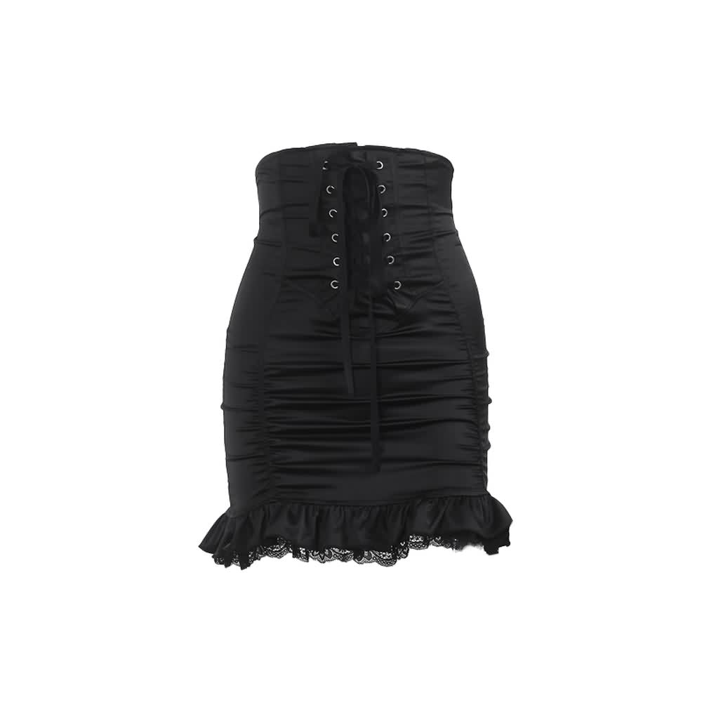 Gothic High Waist Ruched Mini Skirt