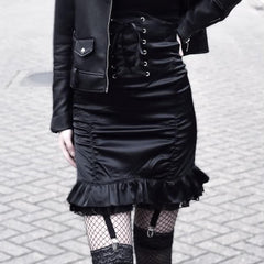 Gothic High Waist Ruched Mini Skirt