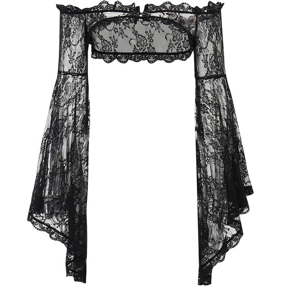 Gothic Lace Bell Sleeve Shrug Top