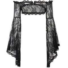 Gothic Lace Bell Sleeve Shrug Top