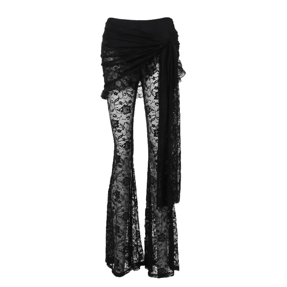 Gothic Lace Flare Skirt Pants