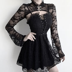 Gothic Lace Long Sleeve Shrug Top