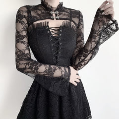Gothic Lace Long Sleeve Shrug Top
