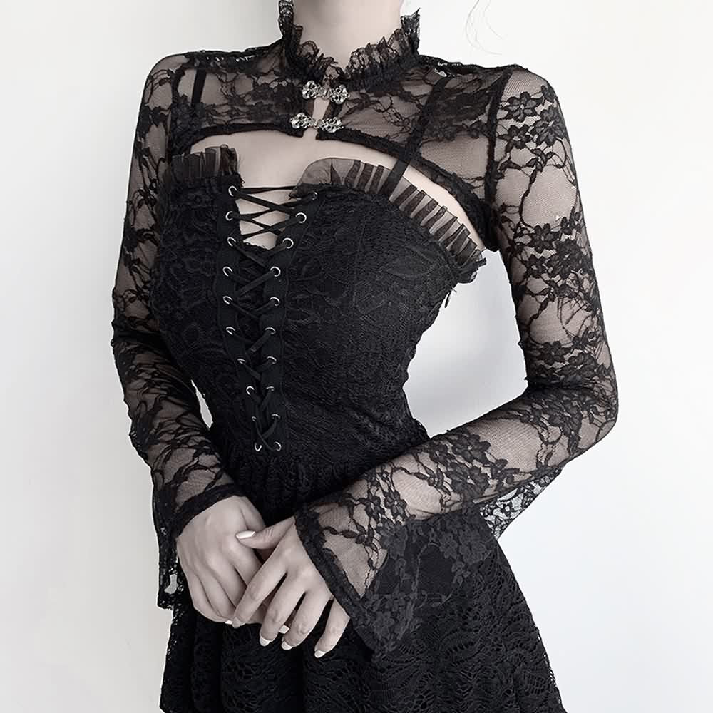 Gothic Lace Long Sleeve Shrug Top