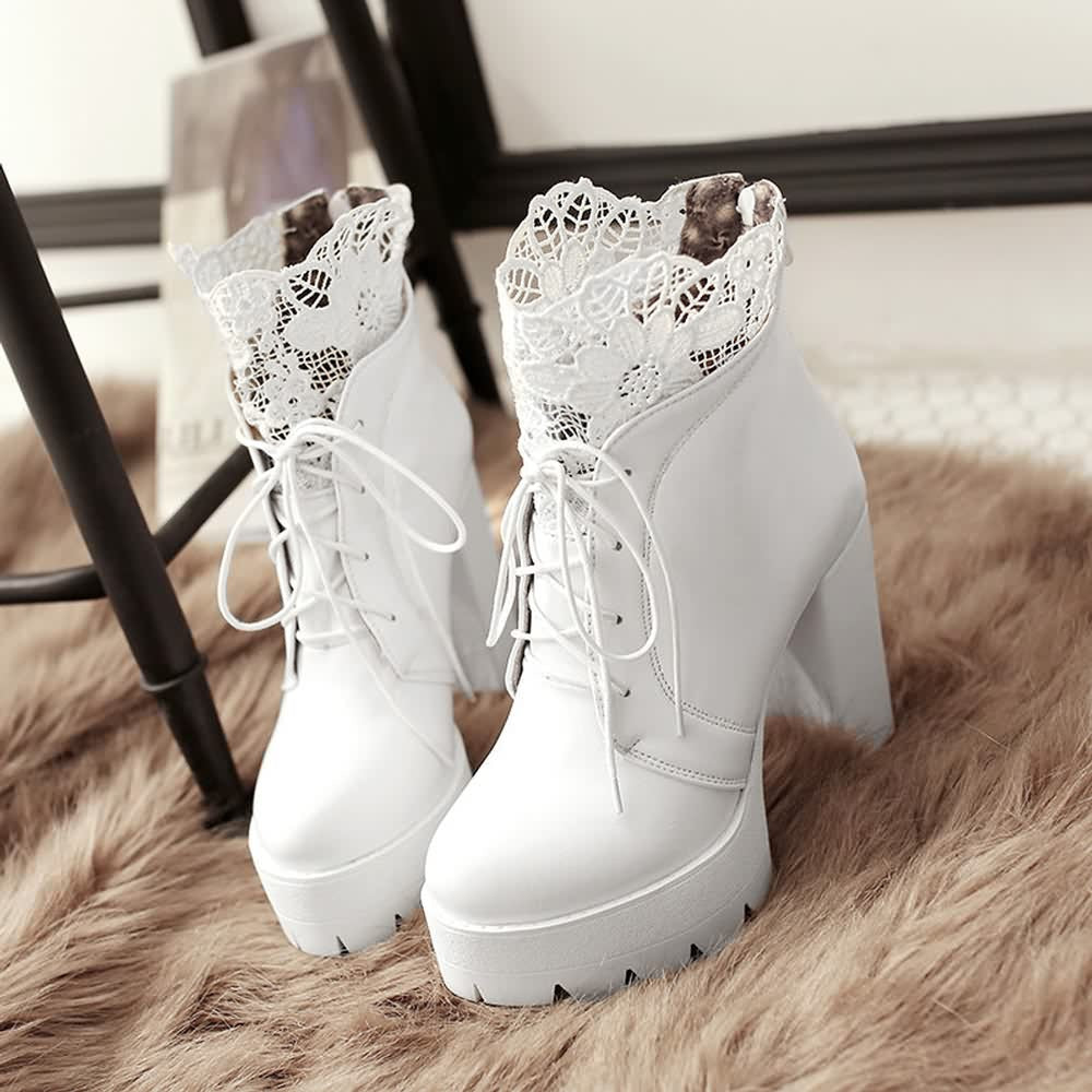 Gothic Lace Platform Boots