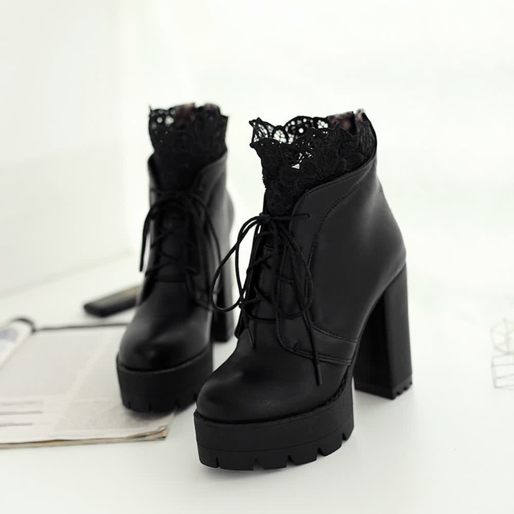 Gothic Lace Platform Boots