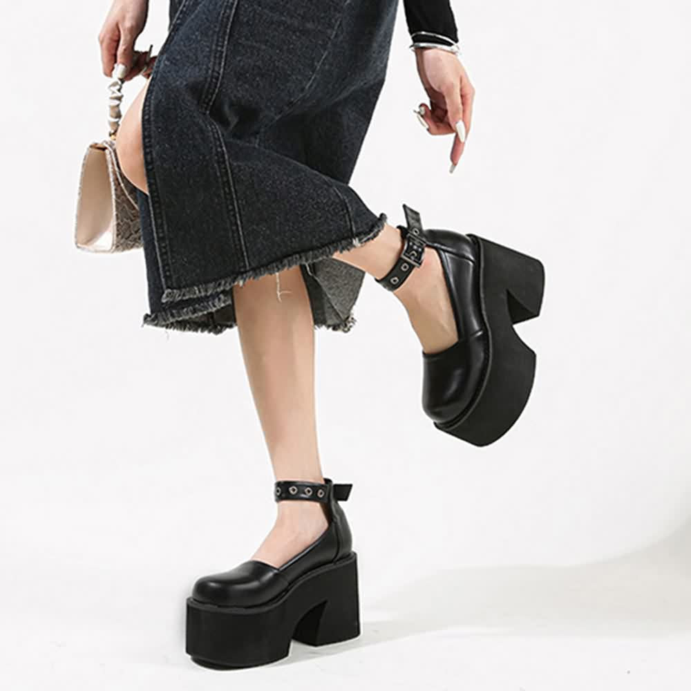 Gothic Lolita Ankle Strap Platform Mary Janes