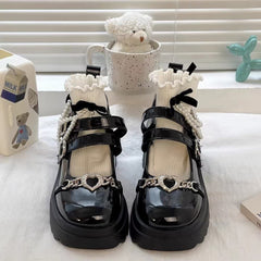 Gothic Lolita Herz Chunky Plateau Mary Janes