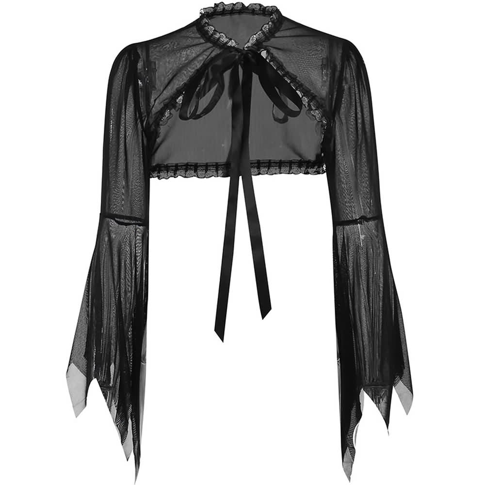 Gothic Mesh Bell Sleeves Shrug Top