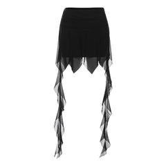 Gothic Mesh Overlay Handkerchief Mini Skirt