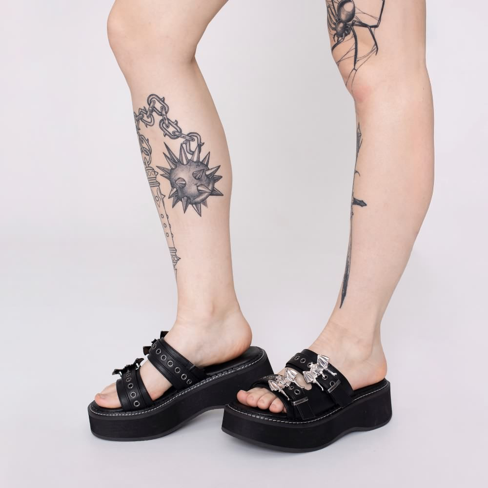 Gothic Nocturnal Bat Platform Sandals