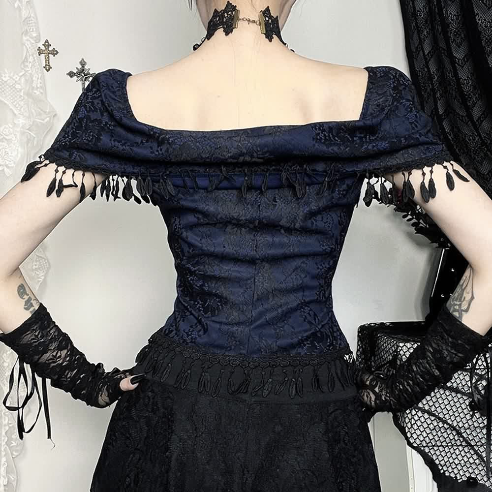 Gothic Open Shoulder Top And High Low Skirt