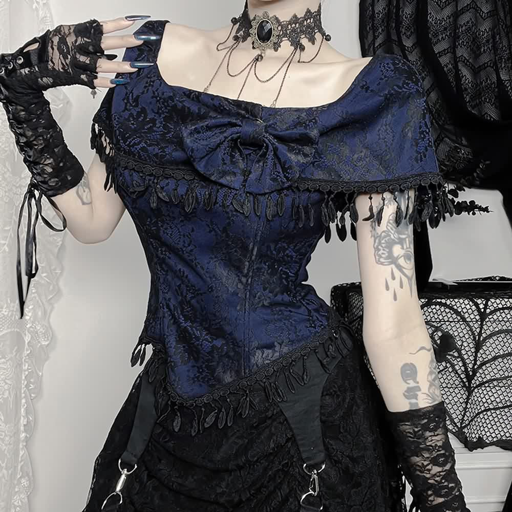 Gothic Open Shoulder Top And High Low Skirt