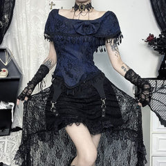 Gothic Open Shoulder Top And High Low Skirt