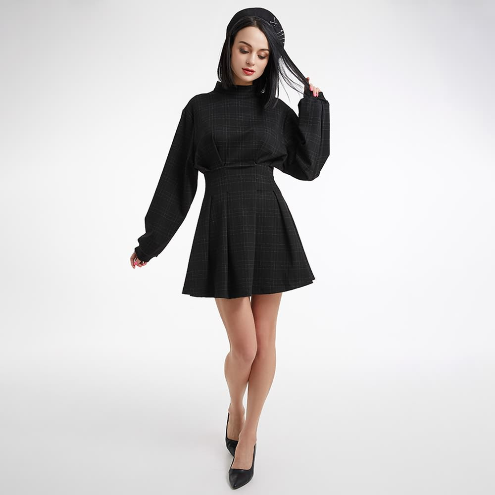 Gothic Plaid High Waist Mini Dress