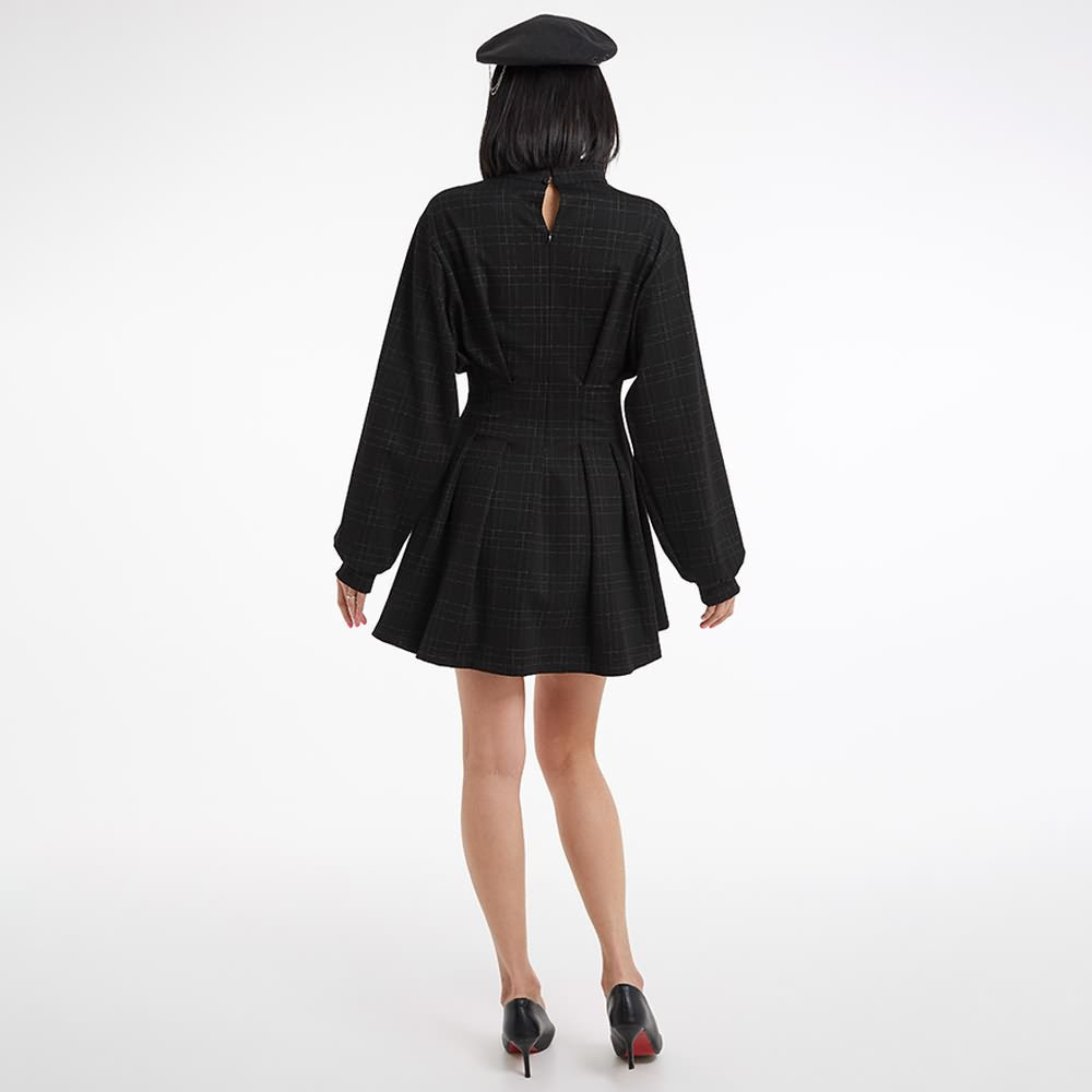 Gothic Plaid High Waist Mini Dress