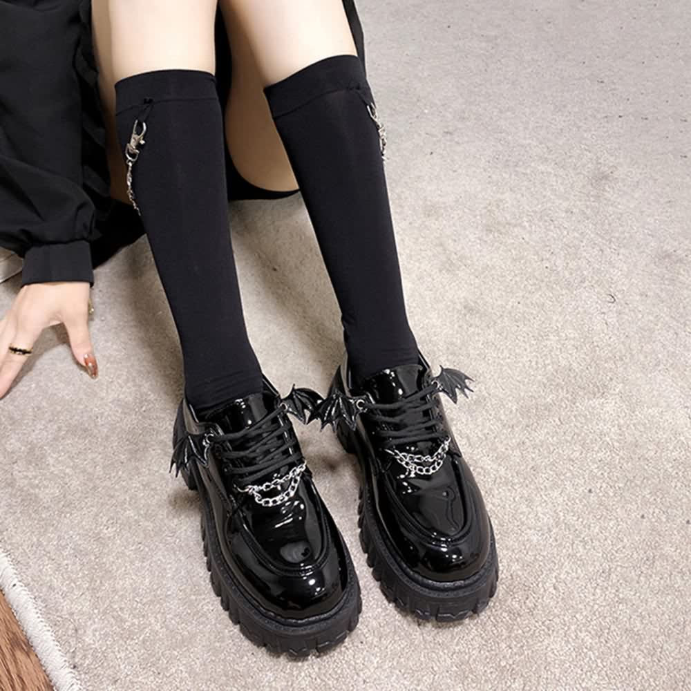 Gothic Punk Bat Oxford Platform Shoes