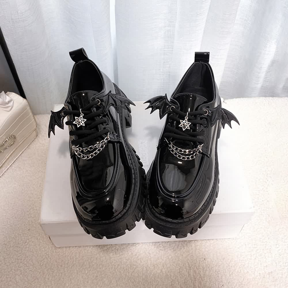 Gothic Punk Bat Oxford Platform Shoes