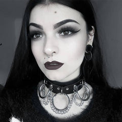 Gothic Punk Chain And Ring Choker