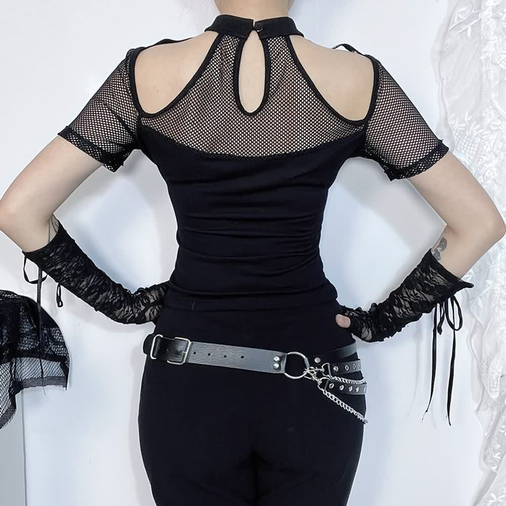 Gothic Punk Cut Out Mesh T-shirt