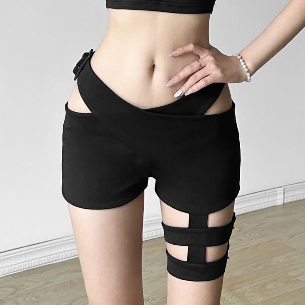 Gothic Punk Cut Out Waist Shorts