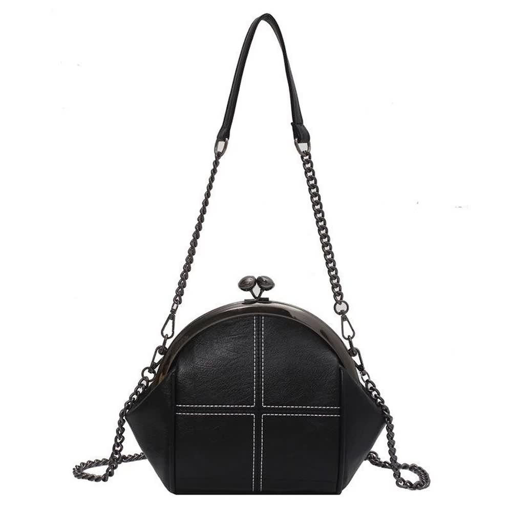 Gothic Punk Kiss Lock Clasp Shoulder Bag