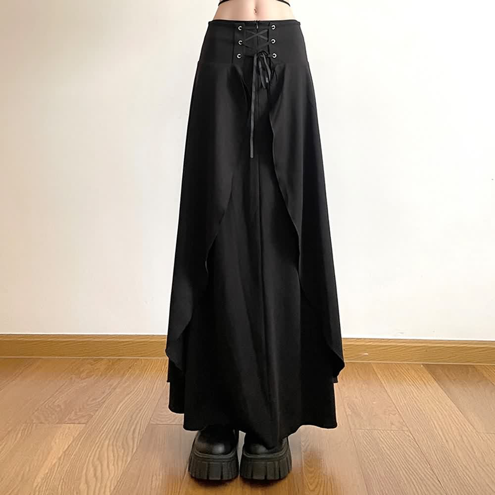 Gothic Punk Layered Maxi Skirt