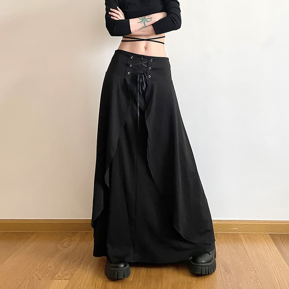 Gothic Punk Layered Maxi Skirt