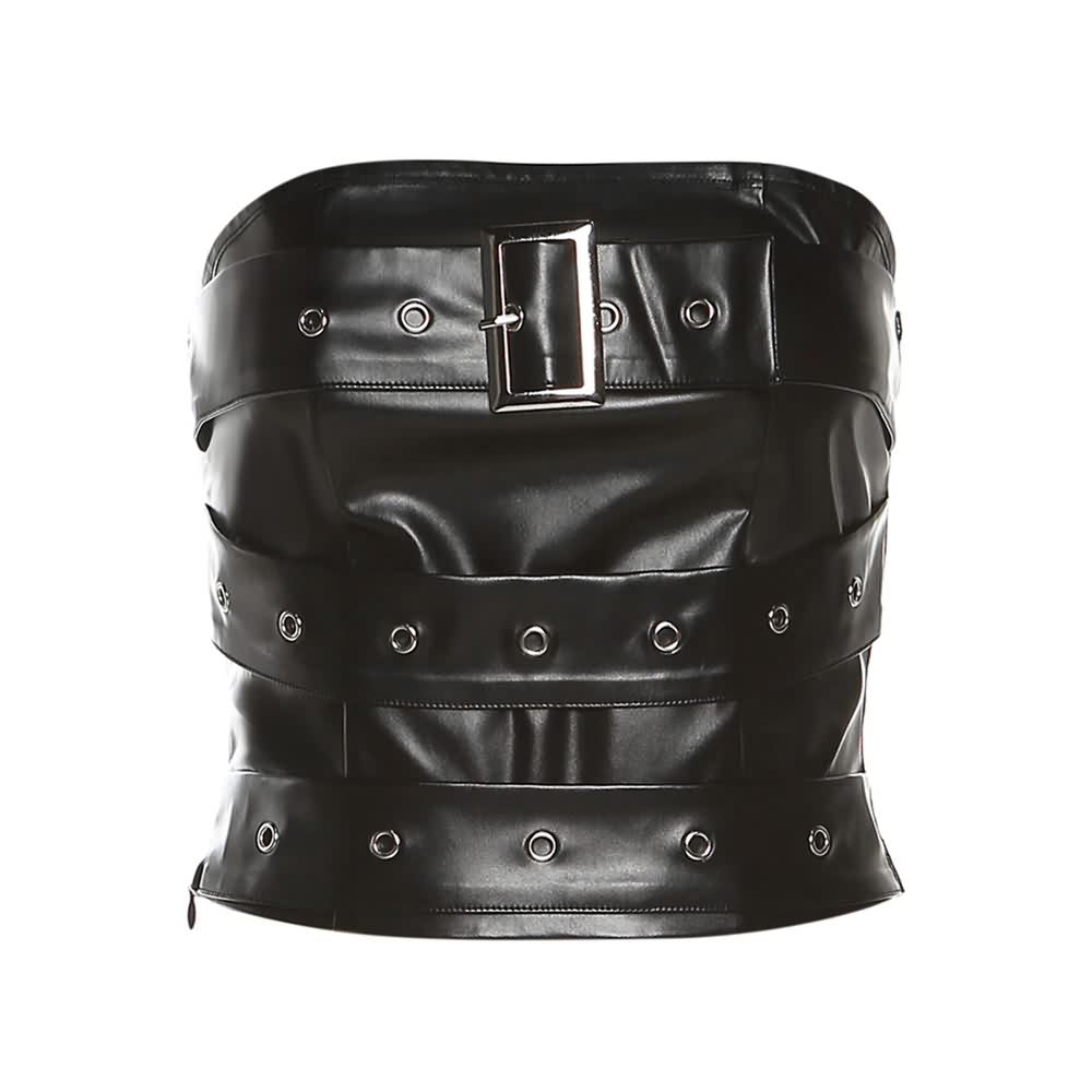Gothic Punk Leather Tube Top