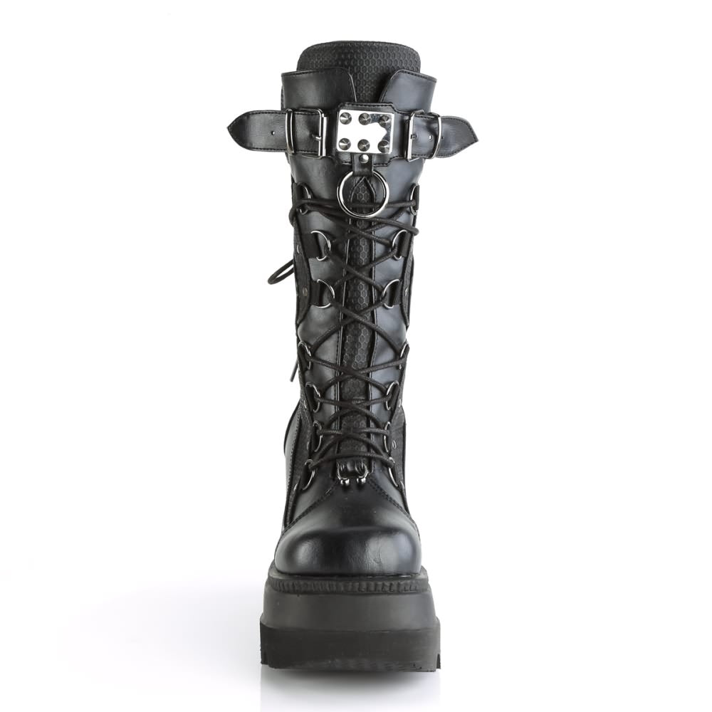 Gothic Punk Mid Calf Platform Wedge Boots