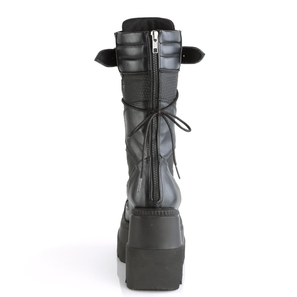 Gothic Punk Mid Calf Platform Wedge Boots