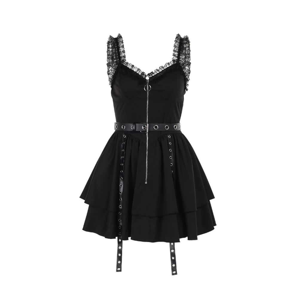 Gothic Punk Mini Dress And Short Sleeve Shrug Top