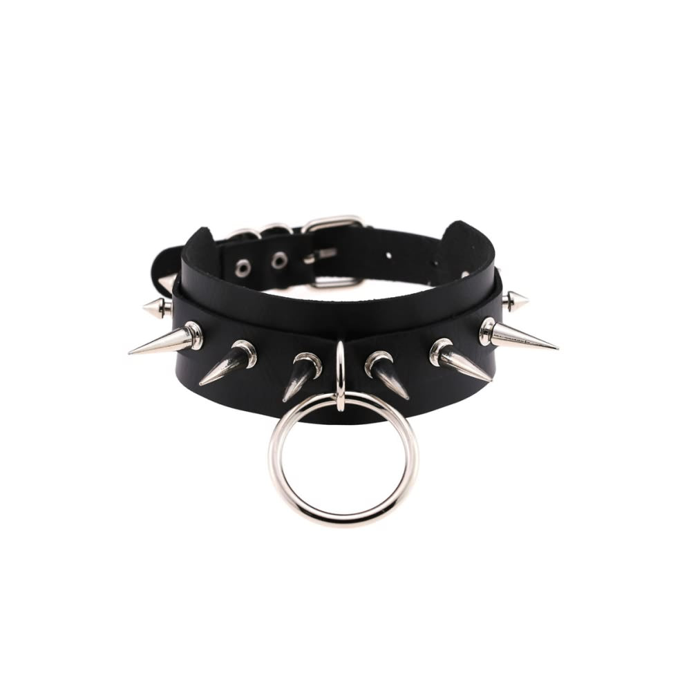 Gothic Punk O-Ring And Spikes Choker